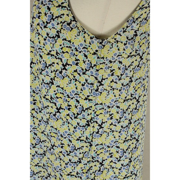 Equipment Femme Floral Print Sleeveless Midi Dress Yellow Black Blue M - Picture 12 of 12
